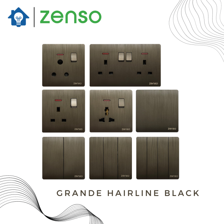 Zenso Grande Hairline Black 1g 2g 3g 4g Switches 13a 15a Universal