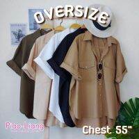 MG0073 เสื้อเชิ้ตแขนสั้น ไซส์ใหญ่​ ทรง Oversize ผ้าคอตตอนลินิน กระเป๋าหน้า สาวอวบ​ สายแค้มป์ camping เขาใหญ่