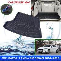 สำหรับ Mazda 3 Mazda3อะเซลล่าบีเอ็ม BN Sedan 2017 2014 ~ 2018 Alas Bagasi Mobil ทนอุณหภูมิสูงพรมเก็บของอุปกรณ์ตกแต่งภายใน