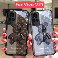 เคส Vivo V21 5G เคส Vivo V27 5G เคส Vivo V27E V27 Pro เคส Vivo Y21T Y73 เคส Liquid กันกระแทกกรณีหมีและ Drop-Proof โทรศัพท์กรณี2021 Street แฟชั่นหมี
