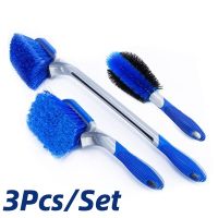 1/3PCS Car Wash Tool Wheel Hub Brush Combination Household Blue Tire Brush Car Beauty Maintenance and Cleaning Steel Ring Brush