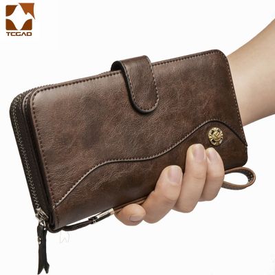 （Layor wallet）กระเป๋าสตางค์ผู้ชาย39 S,กระเป๋าเงินทรงคลัทช์ซิปหนัง PU กระเป๋าสตางค์สายคล้องมือจุของได้เยอะมีซิปกระเป๋าถือสำหรับบุรุษพื้น