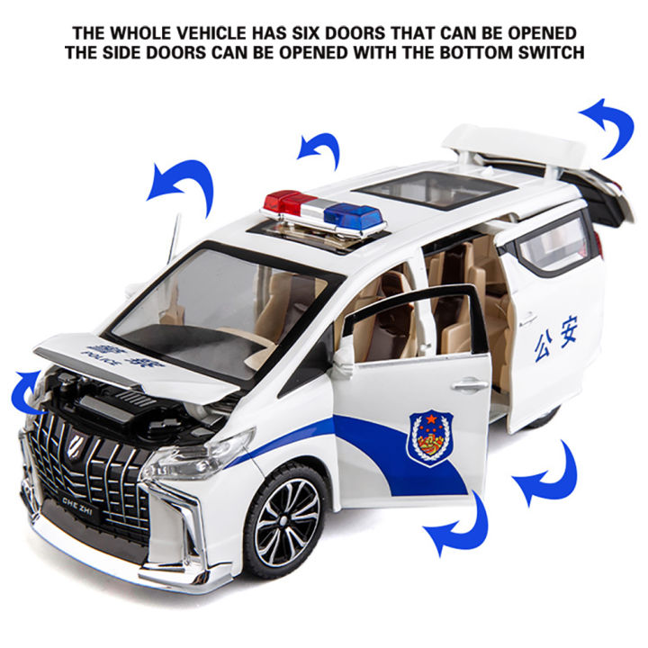 รถบรรทุกโมเดลรถยนต์สำหรับยานพาหนะ-kids-toys-รถตำรวจรถโตโยต้าแอลฟีดโลหะของเล่นอัลลอยรถสะสมงานอดิเรก