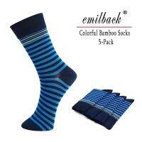 【Sock shop】Emilback 5 Prs/lot ที่มีสีสัน Mens Happy Funny Casual ยาวถุงเท้าไม้ไผ่คุณภาพสูงนุ่มมาก Antibacterial ขนาดใหญ่ Breathable T