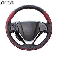 GNUPME DIY ชื่อที่กำหนดเอง Hand-Stitched สีดำของแท้หนังพวงมาลัยรถสำหรับ Honda Fit CRV Crider Honda Civic