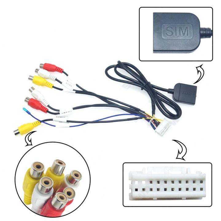 20-pin-car-audio-video-cable-with-4g-card-slot-extended-interface-rca-output-aux-sim-card-slot-converter-for-palmxun-solution