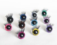 10pcs  new 9mm to 22mm round clear toy safety glitter eyes with black eyelash tray handpress washer plush doll Q11