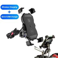 15W Wireless charger Motorcycle Phone Holder Waterproof with QC3.0 charger Moto Bike Handlebar Review Phone Stand support Mount