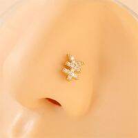 Bright Crystal Gold Plated Copper Nose Stud 20G Stainless Steel Piercing Barbell Men Women Gothic Jewelry Nose Ring Accessories Body jewellery