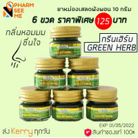 ยาหม่องเสลดพังพอน กรีนเฮิร์บ 10 g 6 ขวด ยาหม่องทาแมลง กัด ต่อย ยาหม่องเสลดพังพอน greenherb ointment bug bite Thai herb