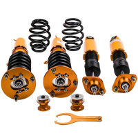 maXpeedingrods สำหรับ BMW E46 3 ซีรี่ส์ ทอง Coilovers ชุดโช๊คอัพ 320i 323i 325i 328i 330i 1998-2000 01-06 แดมเปอร์แบบปรับระดับได้ 24 ระดับ โช๊คหลัง โช๊คหน้า โช๊ค สตรัทปรั