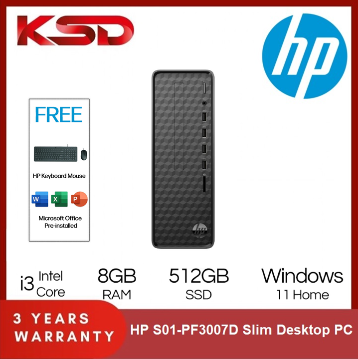 Hp S01 Pf3007d Slim Desktop Pc I3 13100 8gb 512gb Ssd Intel W11 Hs Lazada