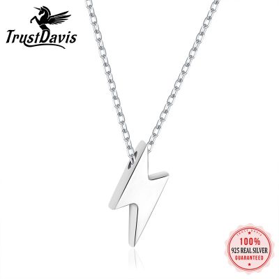 【CC】 TrustDavis Lightning Necklace 925 Sterling Made Real Pendant for Necklaces Jewelry DS2356