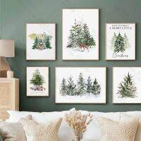 Christmas Tree Wall Art ภาพวาดผ้าใบ,โปสเตอร์และภาพพิมพ์นามธรรม,เหมาะสำหรับตกแต่งสุขสันต์วันคริสต์มาส,ภาพผนังป่าสำหรับห้องนั่งเล่น,เพิ่มจิตวิญญาณแห่งเทศกาล