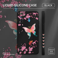 เคสเคสโทรศัพท์สำหรับ Realme 6 Realme 6I Realme 6 Pro Butterflys สีพีชดอกเคสโทรศัพท์ขอบสี่เหลี่ยมลายปลอกซิลิโคนเหลวคลุมทั้งหมดเคสป้องกันกล้อง