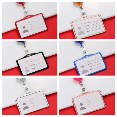 【CW】►✺  1set Horizontal Badge Holder with Retractable Reel Staff Nurses Doctors Card ID Name Cover Business Supplies