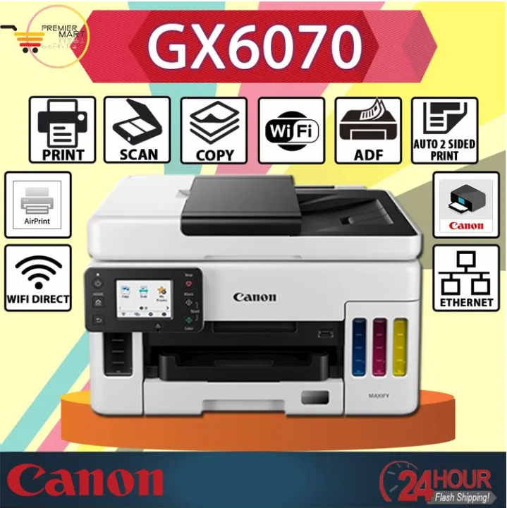 Canon Maxify Gx6070 Easy Refillable Ink Tank Wireless Multi Function Business Printer Lazada 3939