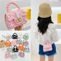 Kids Pearl กระเป๋าถือเด็กผู้หญิง Cross Body Bags Super Cute Girls Bag Candy Color Silicone Pearl Diagonal Bag About 7yrs