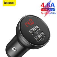 Baseus 24W Car Charger การชาร์จโทรศัพท์ด้วยโลหะทั้งหมดจอแสดงผลดิจิตอล Dual USB 4.8A Car สำหรับ IPhone Fast Charge