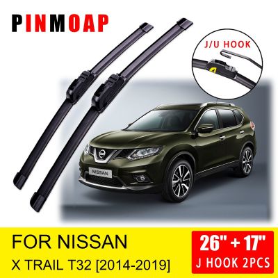 For Nissan X-Trail T32 2014 2015 2016 2017 2018 2019 Front Wiper Blades Brushes Cutter  U J Hook Windshield Wipers Washers