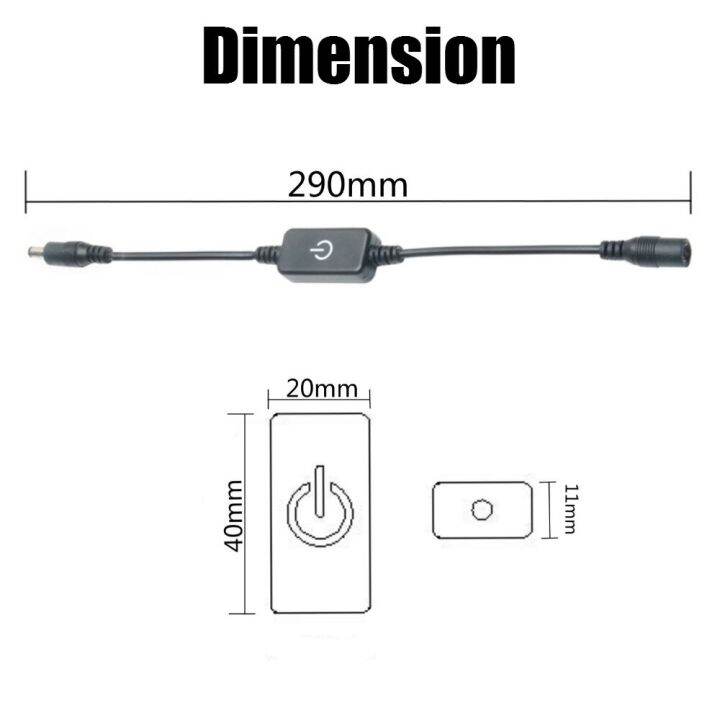 worth-buy-สวิตช์ไฟ-led-โคมไฟหรี่แสงความสว่าง1ชิ้นสำหรับโคมไฟเดี่ยวสีแอลอีดี-dc-12v-24v-3a-สีดำ-สีขาวพร้อมหัวเสียบตัวเมีย-dc