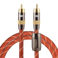 ZSYKD EMK TZ/A 1เมตรชุบทอง OD8.0mm หัวโลหะ RCA ถึง RCA เสียบดิจิตัลซึ่งมีแกนร่วมสายเคเบิลเชื่อมต่อสายเคเบิล RCA เสียง/วิดีโอ