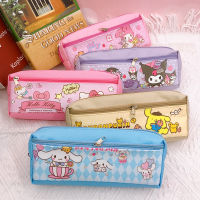 Cartoon Sanrio student Canvas Pencil Cases pencil bag kulomi medium double compartment zipper bag PU stationery bag storage bag