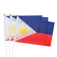 superonezxz 100pcs 14*21cm Polyester Double Side Printing Philippines PH Hand waving Flag with plastic flagpole