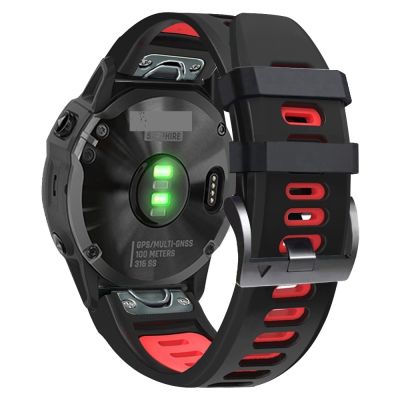 สำหรับ Garmin Instinct 2X สายรัดสองนาฬิกาซิลิโคนสีสำหรับกีฬาพลังงานแสงอาทิตย์ (สีดำ + สีแดง) (ขายเอง)
