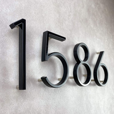 บ้านเลขที่ภายนอกแบบลอยตัว 142 มม. ป้ายตัวเลขสมัยใหม่ที่ประตูขนาดใหญ่พิเศษที่อยู่อพาร์ทเมนต์สีดำและแผ่นตู้จดหมาย #0-9-zptcm3861