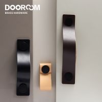 Dooroom Brass Furniture Handles Real Cow Leather Nordic Modern Wardrobe Dresser Cupboard Cabinet Drawer Shoe Box Wine Bar Pulls