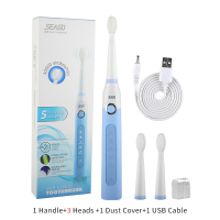 SEAGO Electric Toothbrush Rechargeable Sonic Travel Toothbrush Heads Replacement Adult Timer Brush 5 Modes 4 Colors