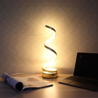 ● Modern Warm White LED Desk Table Lamp Work Office Study Spiral Reading