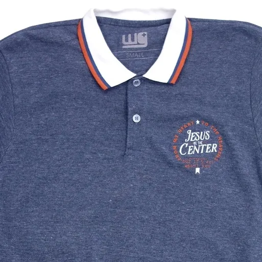 Promotion Activity Worship Generation Jesus Be The Center Acid Navy Blue Mens Polo Shirt 0184