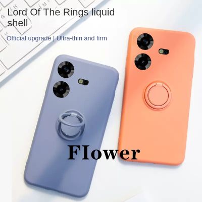 Tecno Pova NEO 3 Magnetic Stand Liquid Silicone Phone Case Finger Ring Holder Luxury Soft Casing