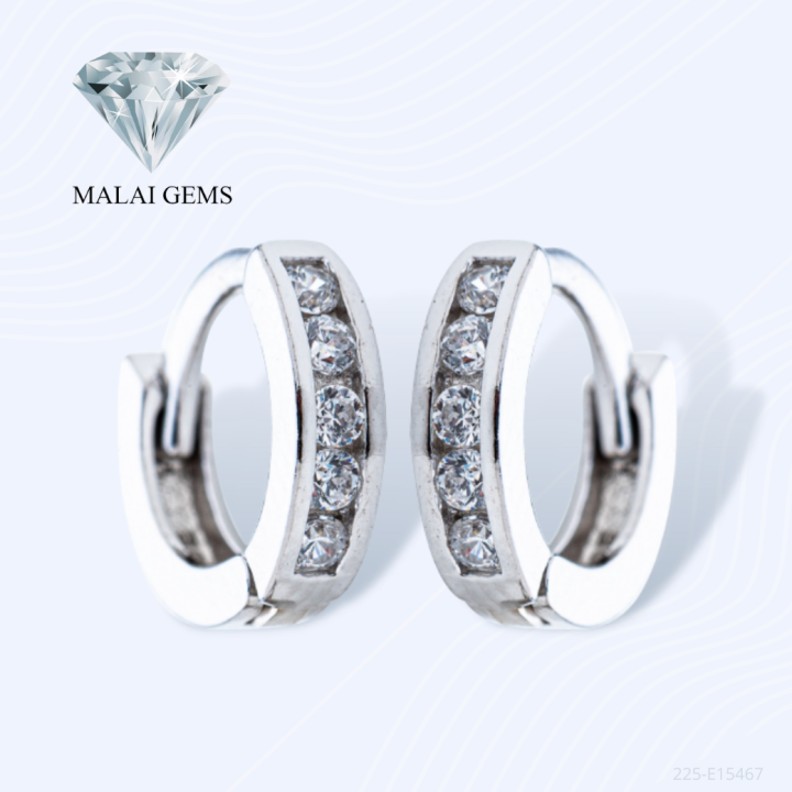 malai-gems-ต่างหูเพชร-ต่างหูห่วง-เงินแท้-silver-925-เคลือบทองคำขาว-รุ่น-225-e15467-แถมกล่อง-ต่างหูcz-ต่างหูเงินแท้