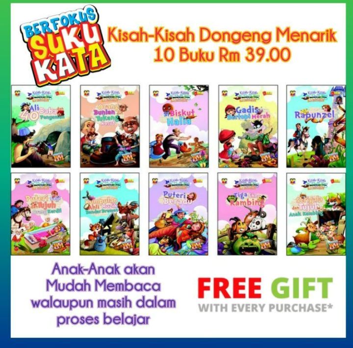 Buku Cerita Kisah Kisah Dongeng Menarik (10 Books) + Free Gift - tadika ...