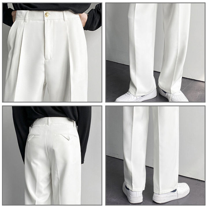 yipinyouyou-กางเกงสูท-กางเกงขากว้างสีขาวทรงหลวมสวมใส่สบายระบายอากาศได้ดี9449