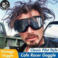 ☏㍿™ Retro Cafe Leather Goggle แว่นตาขี่มอเตอร์ไซค์ ATV Off-Road Anti-Scratch แว่นตากันฝุ่น