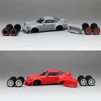 ซม. รุ่น1:64 RWB 964 W/ล้อเสริม &amp; ซีเมนต์สปอยเลอร์สีเทา/รถโมเดล Diecast สีแดง