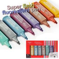 [HOT BYIIIXWKLOLJ 628] แฟลชปากกาไฮไลท์ปากกามาร์กเกอร์โลหะสีชิ้น/เซ็ต8สี,ปากกาเครื่องเขียนน่ารักสีสะท้อนแสงมุกสำหรับทำสมุดภาพ