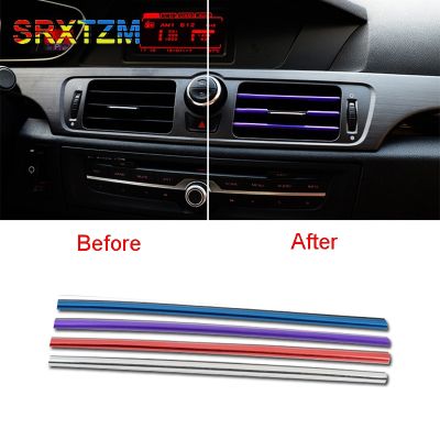 SRXTZM 20cm Car-styling plating Air outlet trim strip Interior Vent Grille Rim Trim Outlet Decoration Strip 10pcs