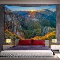 Mountain Top Sunshine Natural Scenery Tapestry Wall Hanging Psychedelic Witchcraft Rivers Room Decor Background Cloth