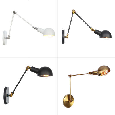 Industrial Adjustable Swing Arm Wall Lamp Reading Bedside Vintage Wandlamp Retro Extendable Led Wall Lights Fexible White Gold