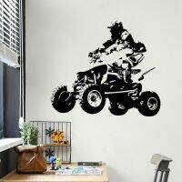 (สติ๊กเกอร์และรูปลอกติดผนัง) Olahraga Dseni Anak Kamar Dinding ATV Balap Pengendara Vinyl Stiker Motocross Gaya Bebas Desain Debing Korasi Kamar T