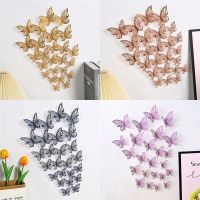 ‘；【。 12PCS/Pack 3D Butterfly Stickers Hollow-Carved Wall Decals Butterflies Wall Art Decor For Wedding Party Home Decor Stickers