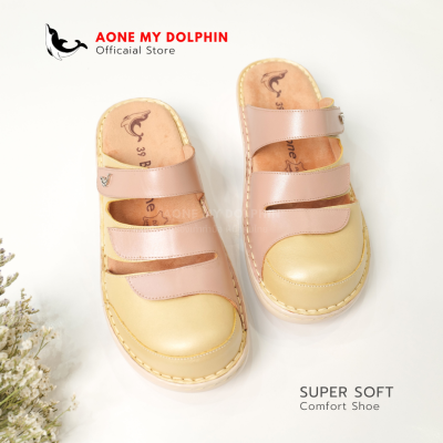 Aone My Dolphin[ลิขสิทธิ์แท้] WD35 - รองเท้าเพื่อสุขภาพ รองเท้าหนังแท้ รองเท้าผู้หญิง พื้นนุ่มพิเศษ ใส่สบายเท้า ตรงปก ออกใบกำกับภาษีได้