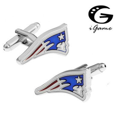 นวนิยายสีฟ้าสี New England Patriots สไตล์ Cuff Links อเมริกันฟุตบอลลีก-Yrrey