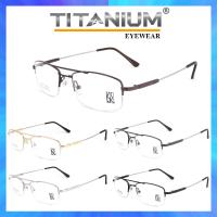 Titanium 100% แว่นตา รุ่น 82192 กรอบเซาะร่อง Rectangle ทรงสี่เหลี่ยมผืนผ้า ขาข้อต่อ วัสดุ ไทเทเนียม (สำหรับตัดเลนส์) สวมใส่สบาย น้ำหนักเบา Gouging frame Eyeglass Leg joints Titanium material Eyewear Top Glasses