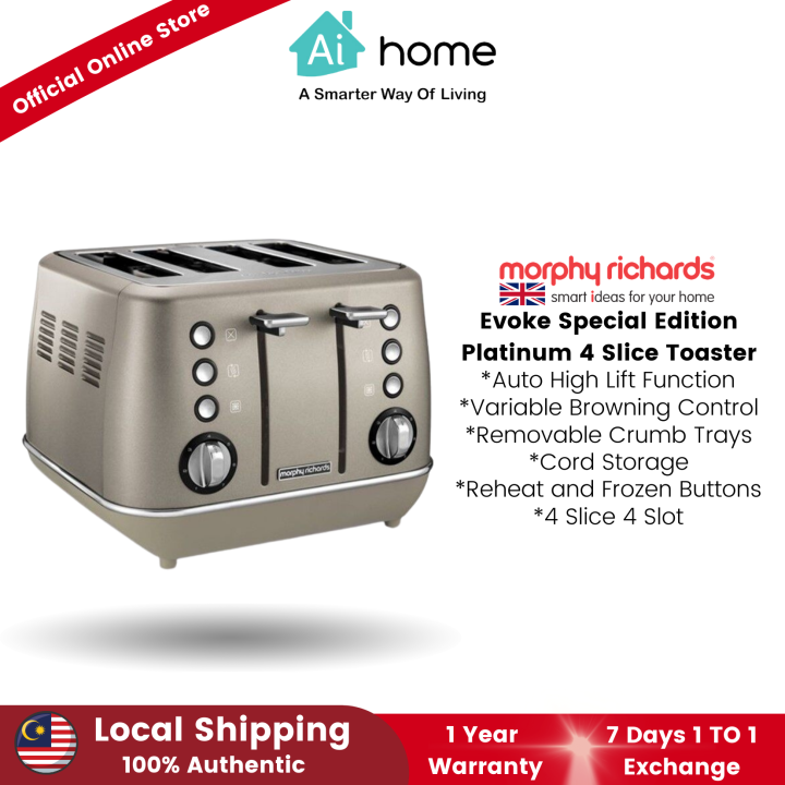 Aihome Morphy Richards Evoke Special Edition Platinum 4 Slice Toaster
